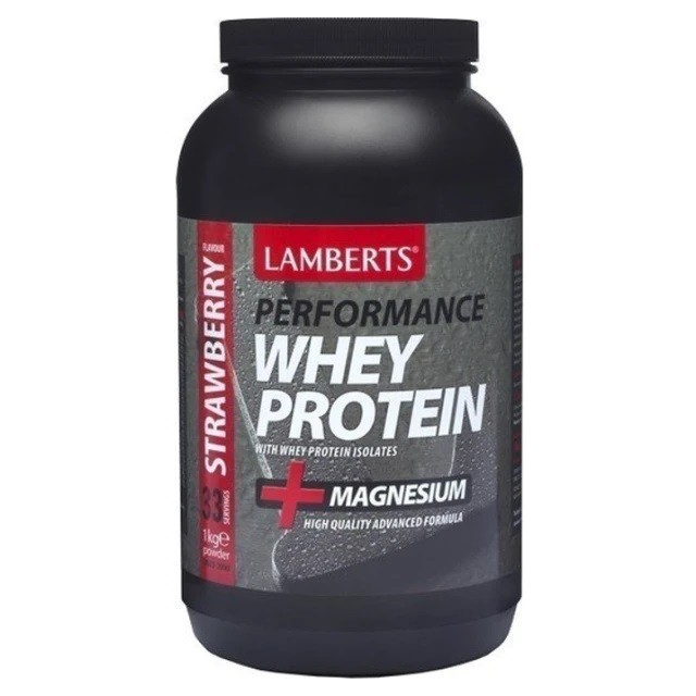 Lamberts Performance Whey Protein & Magnesium Συμπλήρωμα Διατροφής Με Μαγνήσιο & Φράουλα 1000gr