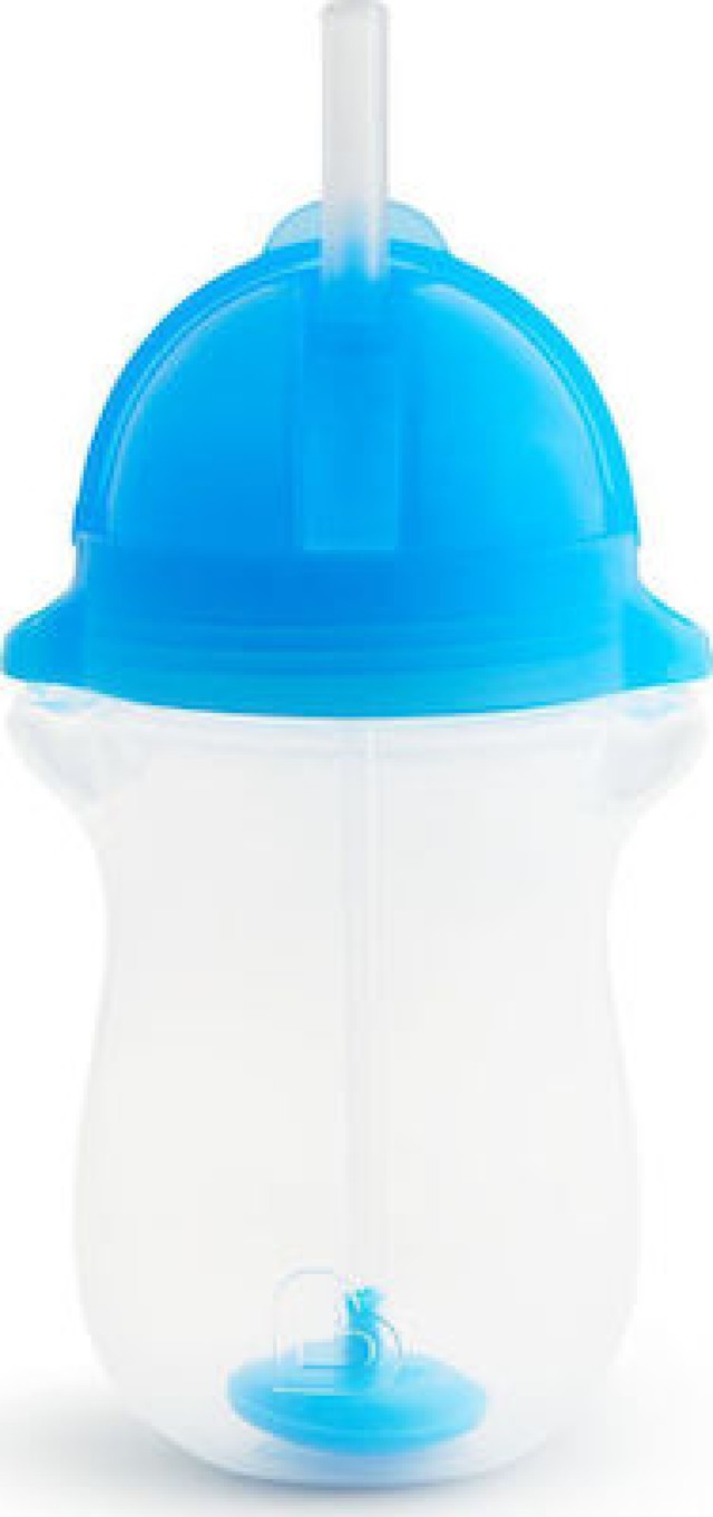 MUNCHKIN Εκπαιδευτικό Ποτήρι 12m+ Με Καλαμάκι & Βαρίδι Που Δε Χύνεται Χρώμα Μπλε Tip & Sip Straw Cup Tall(011142), 296ml