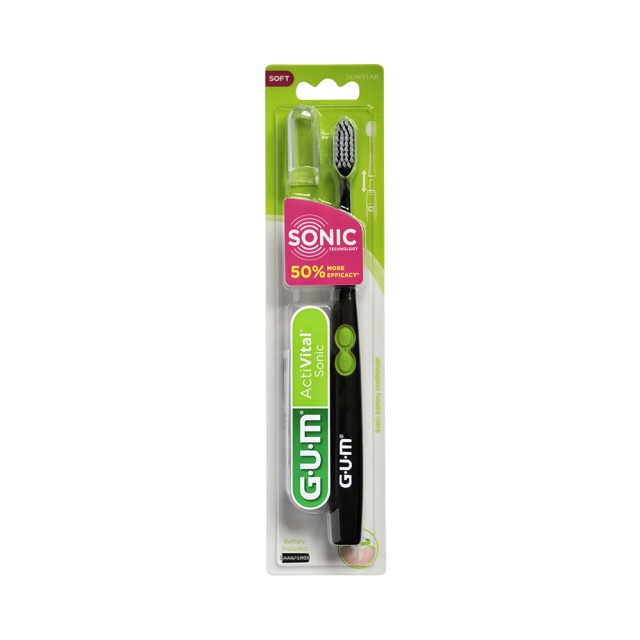 Gum Activital Sonic Soft 4100 Black Οδοντόβουρτσα Παλμικής Κίνησης για Έναν Απαλό & Βαθύ Καθαρισμό Μαυρη