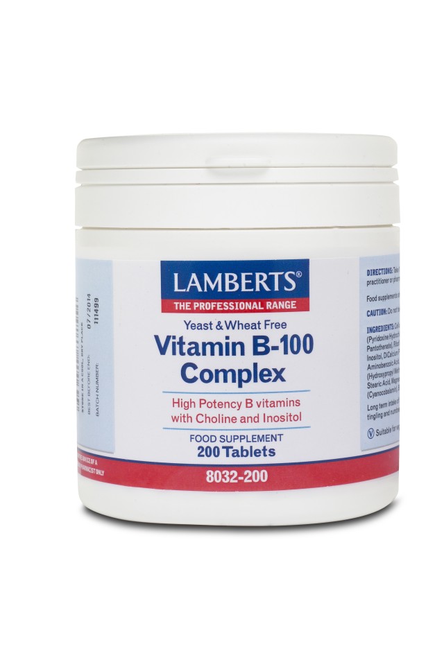 LAMBERTS Vitamin B-100 Complex Σύμπλεγμα Βιταμινών 200 Tablets 8032-200