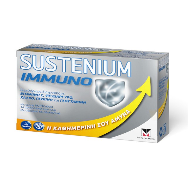 Menarini Sustenium Immuno Sachets, Συμπλήρωμα για το Ανοσοποιητικό, με βιταμίνες & ψευδάργυρο, 14 φακελάκια