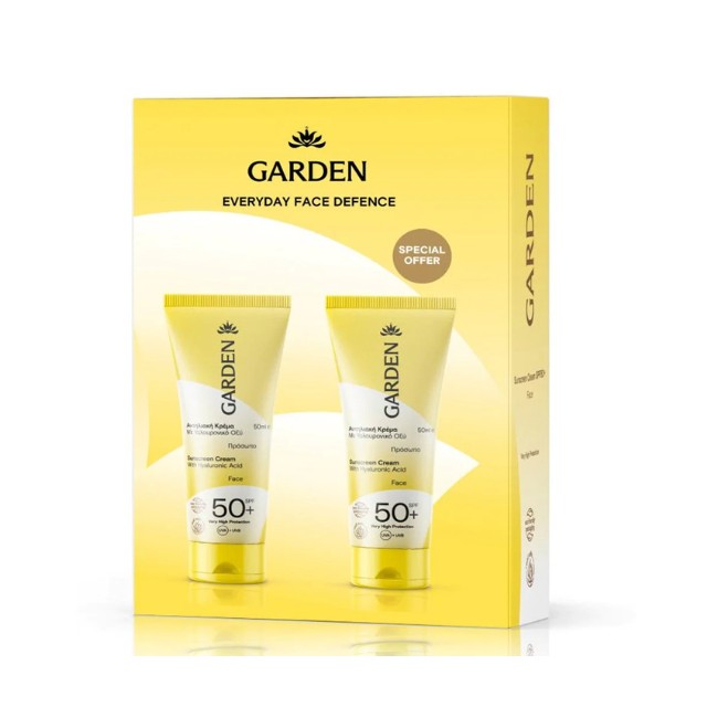 Garden Sunscreen Everyday Face Defence SPF50 Πακέτο Αντηλιακό Προσώπου 2x50ml