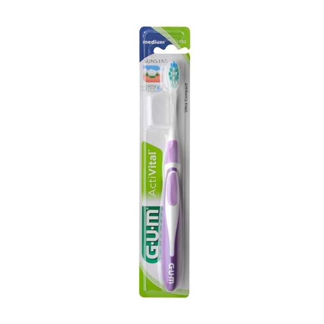 Gum Activital Compact 583 Medium Οδοντόβουρτσα Μέτρια Μωβ 1τμχ