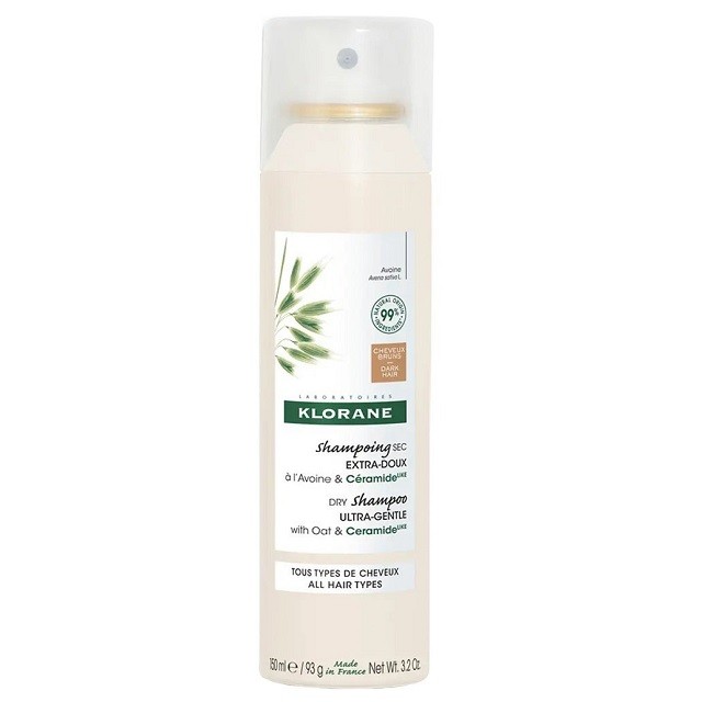 Klorane Dry Shampoo Ultra-Gentle with Oat & Ceramide Ξηρό Σαμπουάν Με Βρώμη Για Καστανά Μαλλιά, 150ml