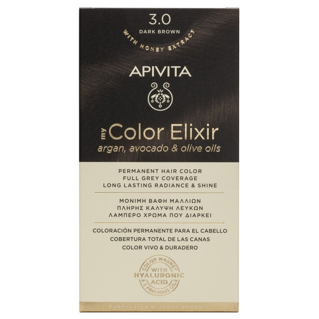 Apivita My Color Elixir Νο 3.0 Βαφή Μαλλιών Μόνιμη Καστανό Σκούρο