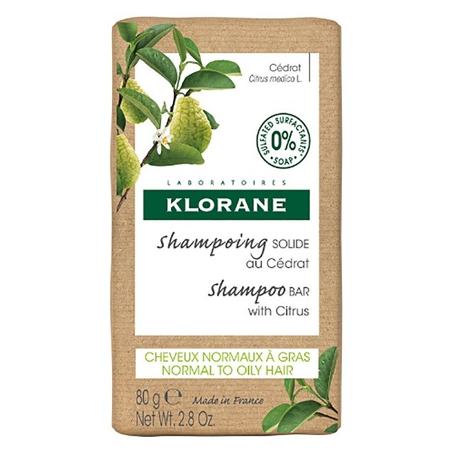 Klorane Shampoo Bar with Citrus Στέρεο Σαμπουάν Με Κίτρο Για Κανονικά Μαλλιά Με Τάση Λιπαρότητας, 80g