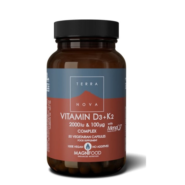 TerraNova Vitamin D3 2000UI & K2 100mg Συμπλήρωμα Διατροφής 50 Φυτικές Κάψουλες