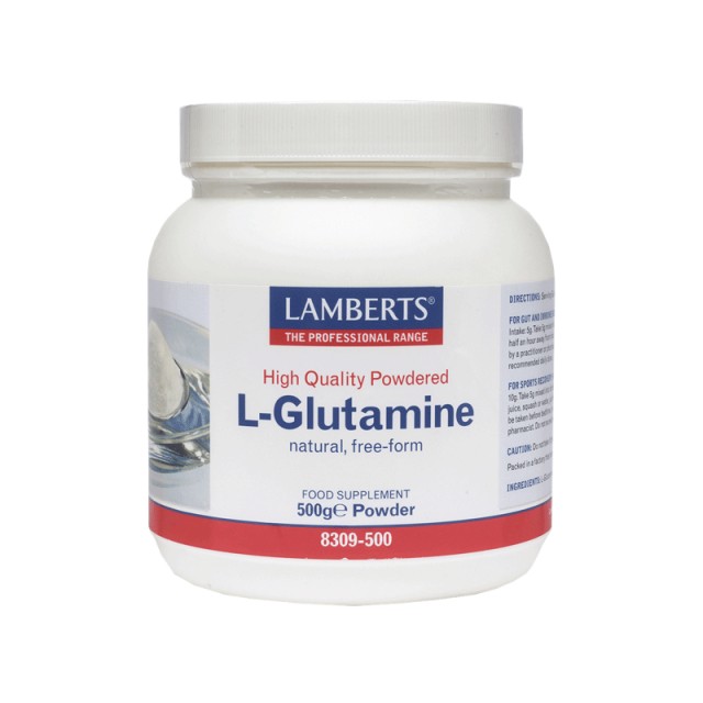 Lamberts L-Glutamine Powder, Συμπλήρωμα Γλουταμίνης σε Σκόνη για την Καλή Λειτουργία του Εντέρου, 500g (8309-500)