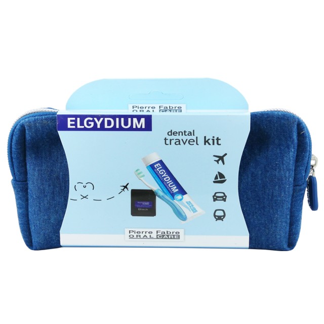 Elgydium Dental Travel Kit Μπλε, Σετ Ταξιδιού με Οδοντόκρεμα 50ml & Νήμα 5m