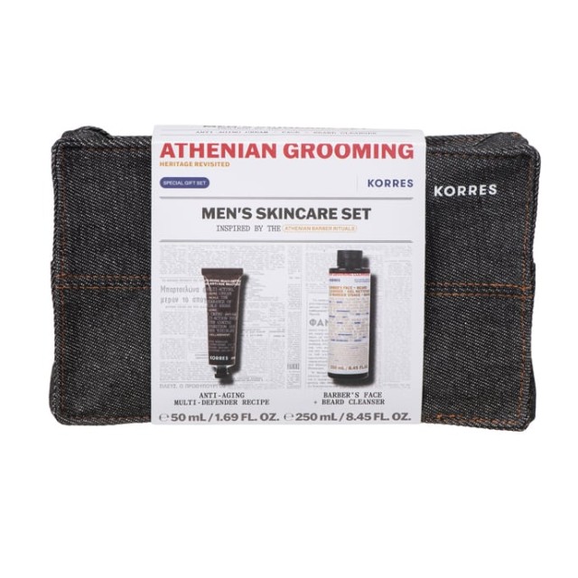 Korres Πακέτο Athenian Grooming Anti-Aging Multi-Defender Recipe  50ml & Barbers Face & Beard Cleanser 250ml