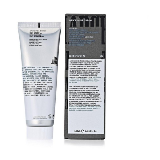 KORRES Mens Shave Cream Κρέμα Ξυρίσματος Με Εκχύλισμα από Αψέντι, 125ml