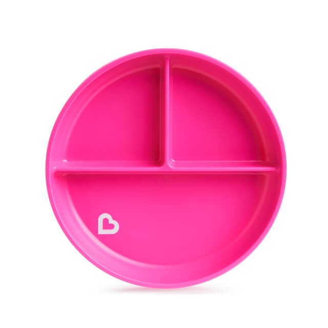 MUNCHKIN Stay Put Πιάτο Πλαστικό 6+m Με Χωρίσματα & Βεντούζα Ροζ (011213), 1τμχ