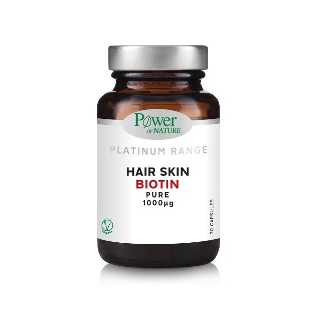 Power of Nature Platinum Range Hair Skin Biotin Pure 1000μg Συμπλήρωμα Διατροφής Με Βιοτίνη, 30 Κάψουλες