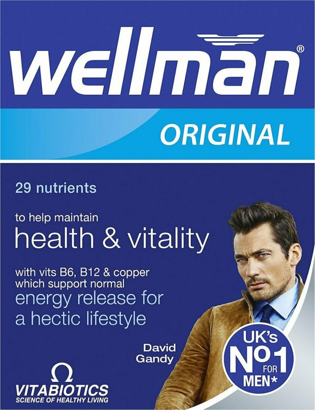 Vitabiotics Wellman Original 29 Nutrients David Gandy Συμπλήρωμα Διατροφής για την Υγεία & Ευεξία του άνδρα 30 Ταμπλετες