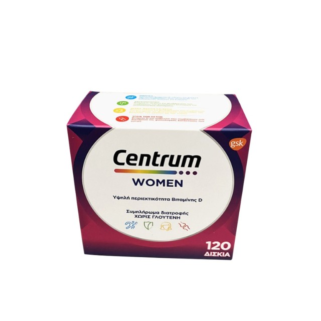 Centrum Women Πακέτο Συμπλήρωμα Διατροφής με Βιταμίνη D 120 Δισκία