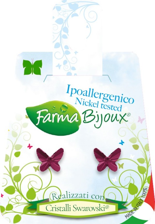 FARMA BIJOUX Σκουλαρίκια Υποαλλεργικά Μωβ Πεταλούδα 8mm, 1 Ζευγάρι
