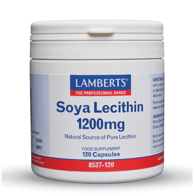 Lamberts Soya Lecithin 1200mg Για Την Φυσιολογική Λειτουργία Του Ήπατος 120 Κάψουλες 8537-120