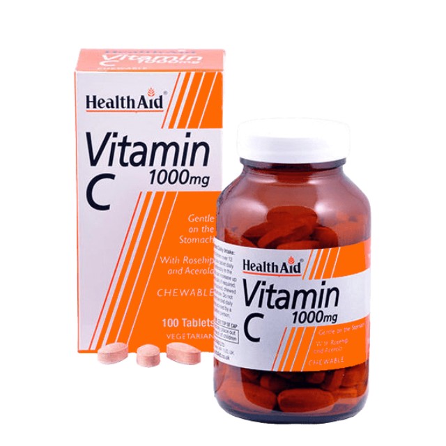 Health Aid Vitamin C 1000mg with Rosehip & Acerola 100 Μασώμενες Ταμπλέτες