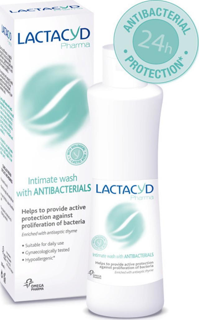 Lactacyd Pharma Antibacterial, Καθαριστικό Ευαίσθητης Περιοχής με Αντιβακτηριακή Δράση, 250ml
