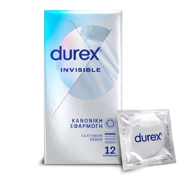 Durex Προφυλακτικά Invisible Extra Sensitive Εξαιρετικά Λεπτά 12τμχ