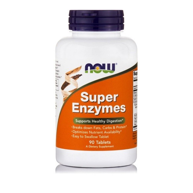 Now Foods Super Enzymes Συμπλήρωμα Διατροφής Με Συνδυασμό Πεπτικών Ενζύμων, 90ταμπλέτες