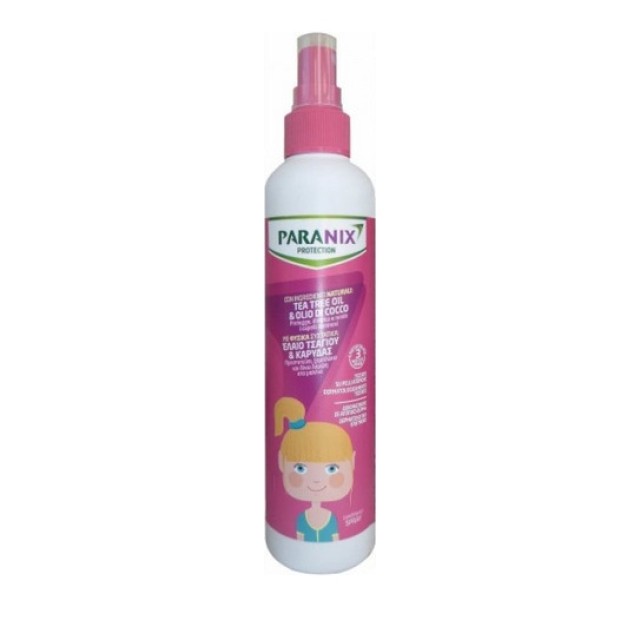 PARANIX Protection Spray Girls, Αντιφθειρικό Μαλακτικό Σπρέι με Έλαιο Τσαγιού & Καρύδας για Κορίτσια για την Προστασία από Ψείρες, 250ml