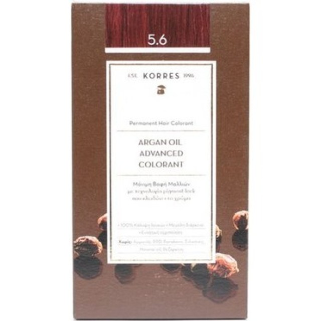 KORRES Argan Oil Advanced Colorant Μόνιμη Βαφή Μαλλιών 5.6 Καστανό Ανοιχτό Κόκκινο 50ml