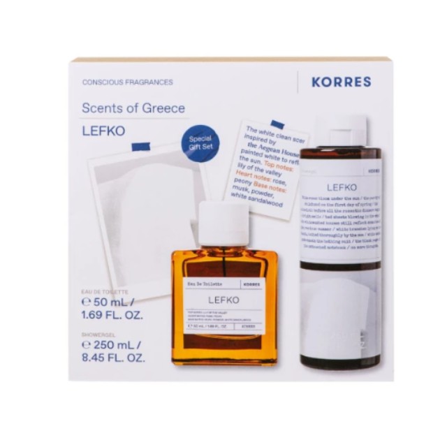 Korres Πακέτο Lefko Eau de Toilette Κολώνια 50ml & Δώρο Αφρόλουτρο 250ml