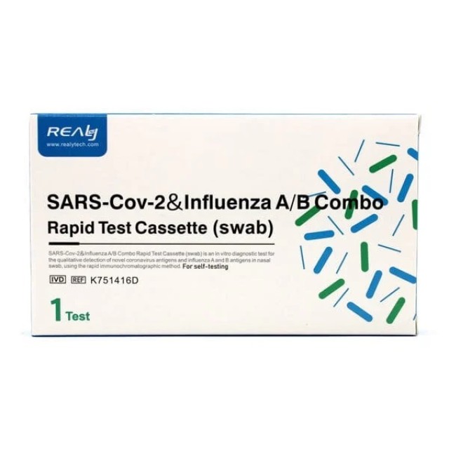 REALY Τεστ Ανίχνευσης COVID-19 & Γρίπης Α/Β Με Ρινικό Δείγμα Rapid Test SARS-Cov-2 & Influenza A/B Combo, 1τμχ