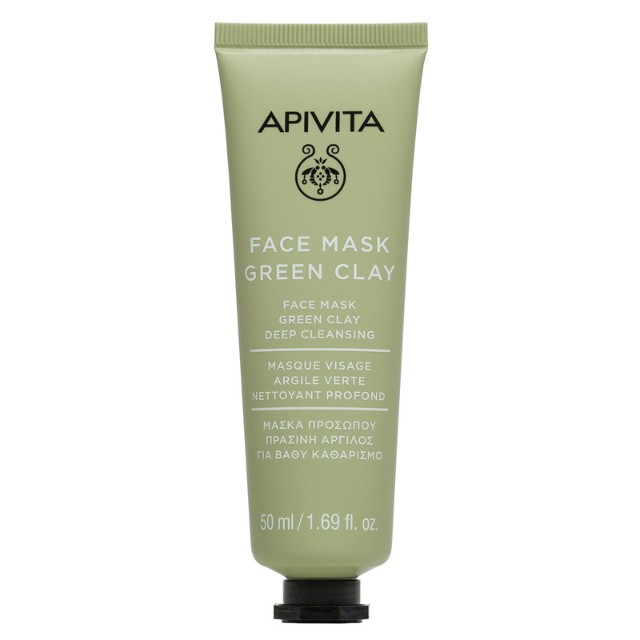 Apivita Face Mask Green Clay Μάσκα Προσώπου Βαθύ Καθαρισμού Με Πράσινη Άργιλο 50ml