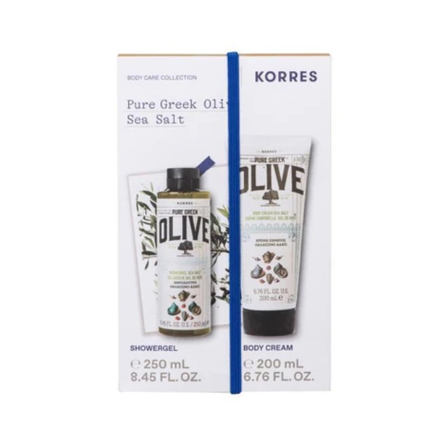 Korres Πακέτο Pure Greek Olive Sea Salt Shower Gel 250ml & Body Cream 200ml