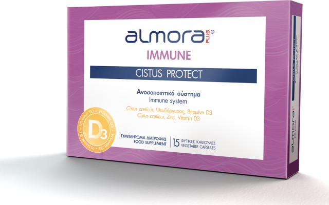 ELPEN Almora Plus Immune Cistus Protect Συμπλήρωμα Διατροφής για την Ενίσχυση του Ανοσοποιητικού Συστήματος 15 φυτικές κάψουλες