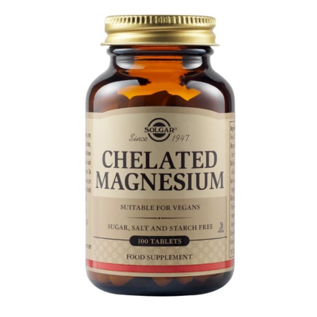 Solgar Chelated Magnesium Χηλικό Μαγνήσιο για Ομαλή Λειτουργία της Καρδιάς & των Μυών 100tabs