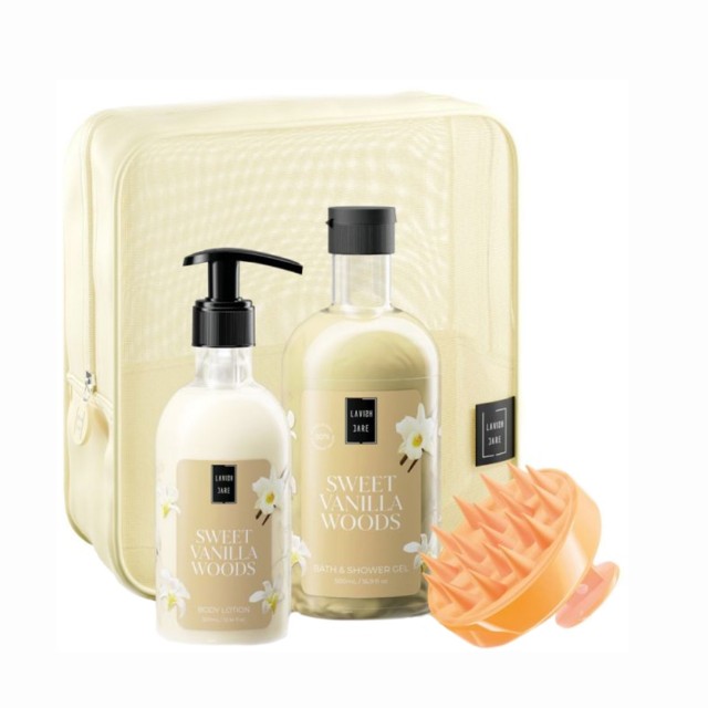 Lavish Care Sweet Vanilla Woods Body Care Πακέτο Περιποίησης Σώματος & Δώρο Νεσεσέρ 1τεμ