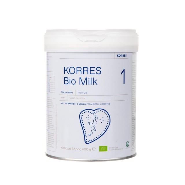 KORRES Bio Milk 1 Βιολογικό Αγελαδινό Γάλα για Βρέφη 0-6 μηνών, 400gr