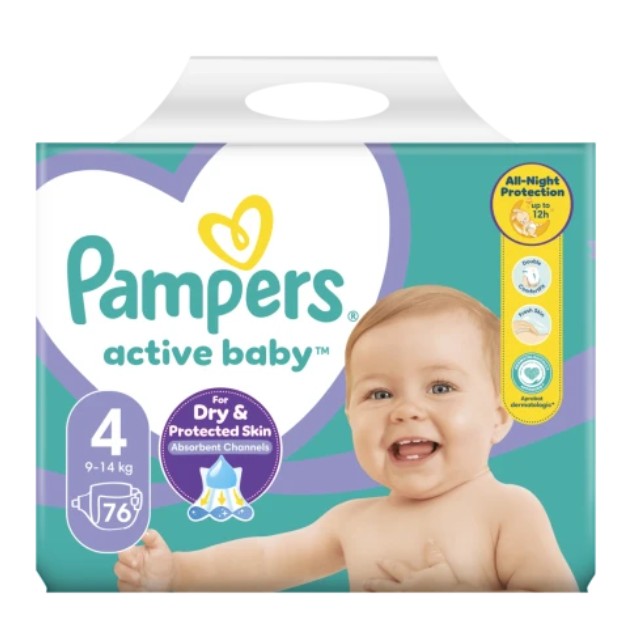 Pampers Active Baby Pack Πάνες Νο 4 (8-14Kg) 76 τεμάχια