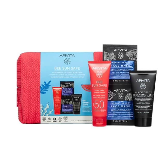 Apivita Bee Sun Safe Πακέτο Hydra Fresh Face Gel-Cream SPF50 50ml & Δώρο Black Cleansing Jelly & Express Beauty Face Mask Sea Lavender 2x8ml