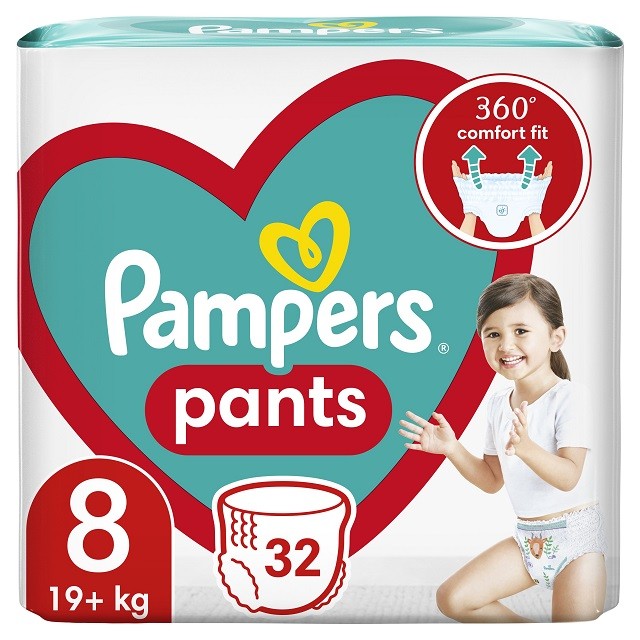 Pampers Pants Βρεφικές Πάνες Βρακάκι No8 (19+kg), 32τμχ