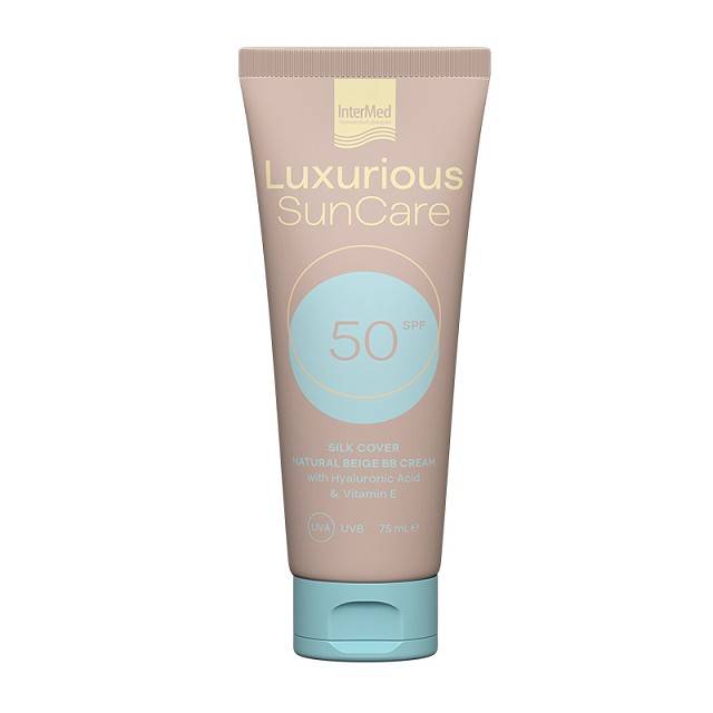 Intermed Luxurious SunCare Silk Cover Natural Beige BB Cream SPF50 Αντηλιακή Κρέμα Προσώπου Με Χρώμα, 75ml