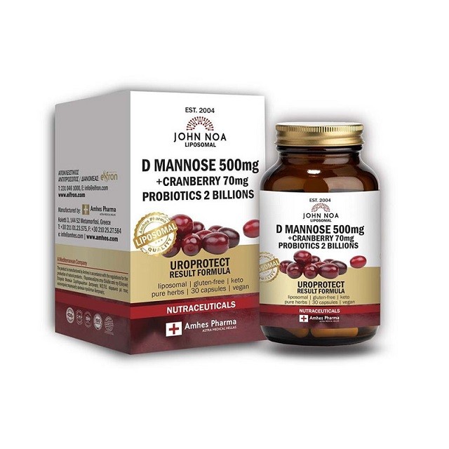 John Noa Liposomal D-Mannose 500mg+Cranberry 70mg Συμπλήρωμα Διατροφής Για Την Καλή Λειτουργία Του Ουροποιητικού Συστήματος, 30 Κάψουλες