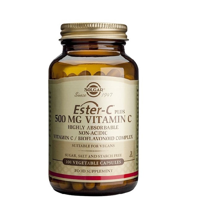 Solgar Ester-C Plus 500mg Vitamin C / Bioflavonoid Complex, Συμπλήρωμα με Βιταμίνη C σε Εστερική (Μη Όξινη) Μορφή, 100 φυτικές κάψουλες