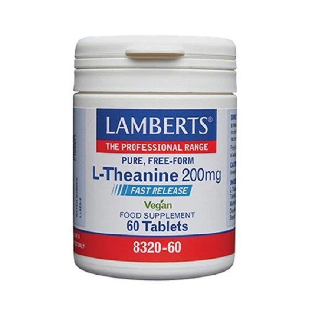 LAMBERTS L-Theanine 200mg, Σκεύασμα Θειανίνης Ελεύθερης Μορφής με Χαλαρωτικές Ιδιότητες 60tabs 8320-60