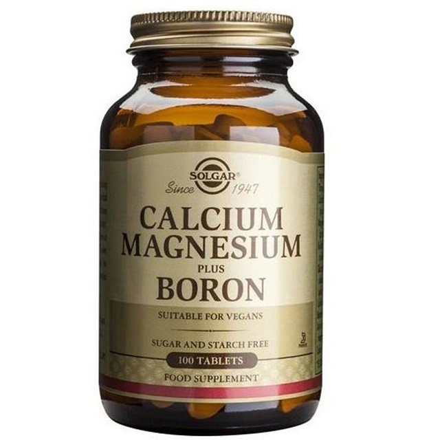 Solgar Calcium Magnesium Plus Boron, Συμπλήρωμα Διατροφής Μαγνησίου & Βορίου Για Καλή Υγεία Των Οστών - Χρήσιμο Κατά Την Διάρκεια Της Εμμηνόπαυσης, 100tabs