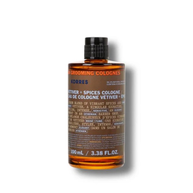 Korres Athenian Grooming Mens Eau De Cologne Vetiver + Spices Ανδρικό Άρωμα 100ml