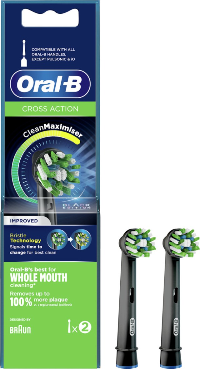 Oral-B Ανταλλακτικές Κεφαλές Cross Action CleanMaximiser Black Edition για Ηλεκτρική Οδοντόβουρτσα 2τμχ