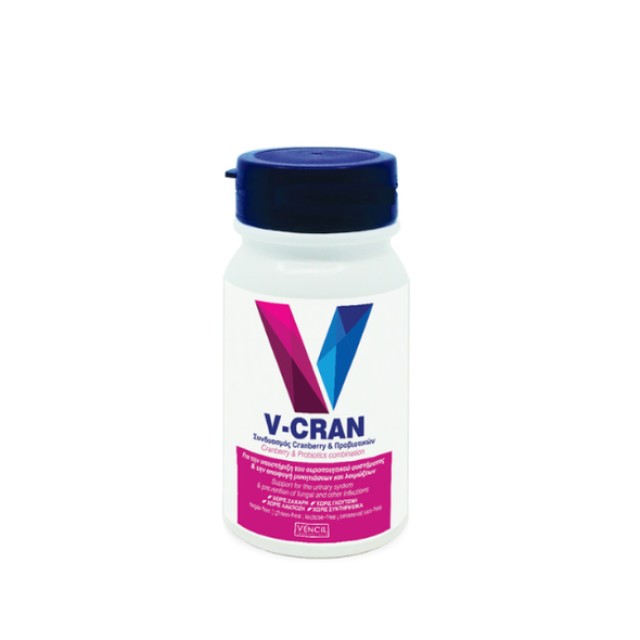 Vencil V-Cran Cranberry & Προβιοτικά Συμπλήρωμα Διατροφής για την Υποστήριξη του Ουροποιητικού Συστή