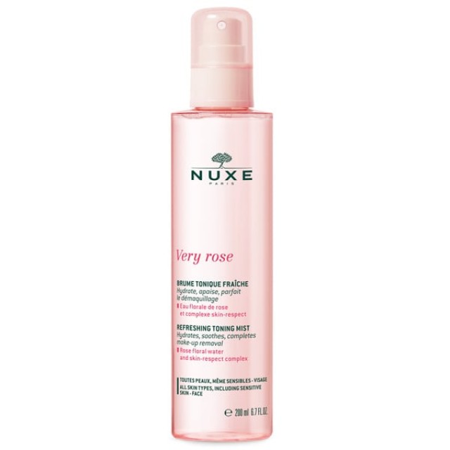 NUXE Very Rose Refreshing Toning Mist Τονωτικό & Ενυδατικό Mist για το Πρόσωπο - Ολοκληρώνει το Ντεμακιγιάζ, 200ml