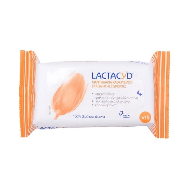 Lactacyd Intimate Wipes Μαντηλάκια Καθαρισμού Ευαίσθητης Περιοχής, 15τμχ