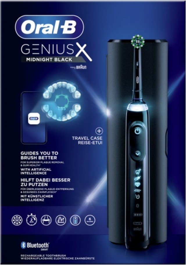 Oral-B Ηλεκτρική Οδοντόβουρτσα Genius-X Midnight Black Travel Case Χρώμα Μαύρο με Θήκη Ταξιδιού, 1 τεμ