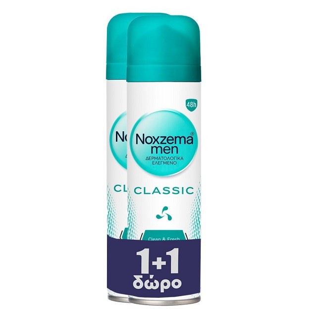 Noxzema Πακέτο Men Classic Spray Clean & Fresh Ανδρικό Αποσμητικό 48ωρης Προστασίας, 2x150ml